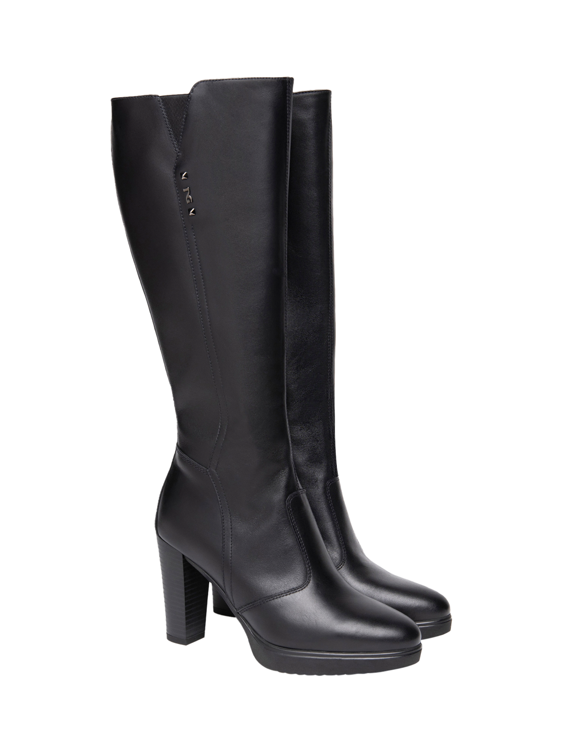 Product image 2 of 4, which shows NeroGiardini Alassio Leather Knee High Heel Boots, Black, 2