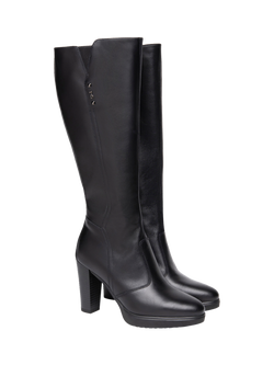 NeroGiardini Alassio Leather Knee High Heel Boots - view 2, Black