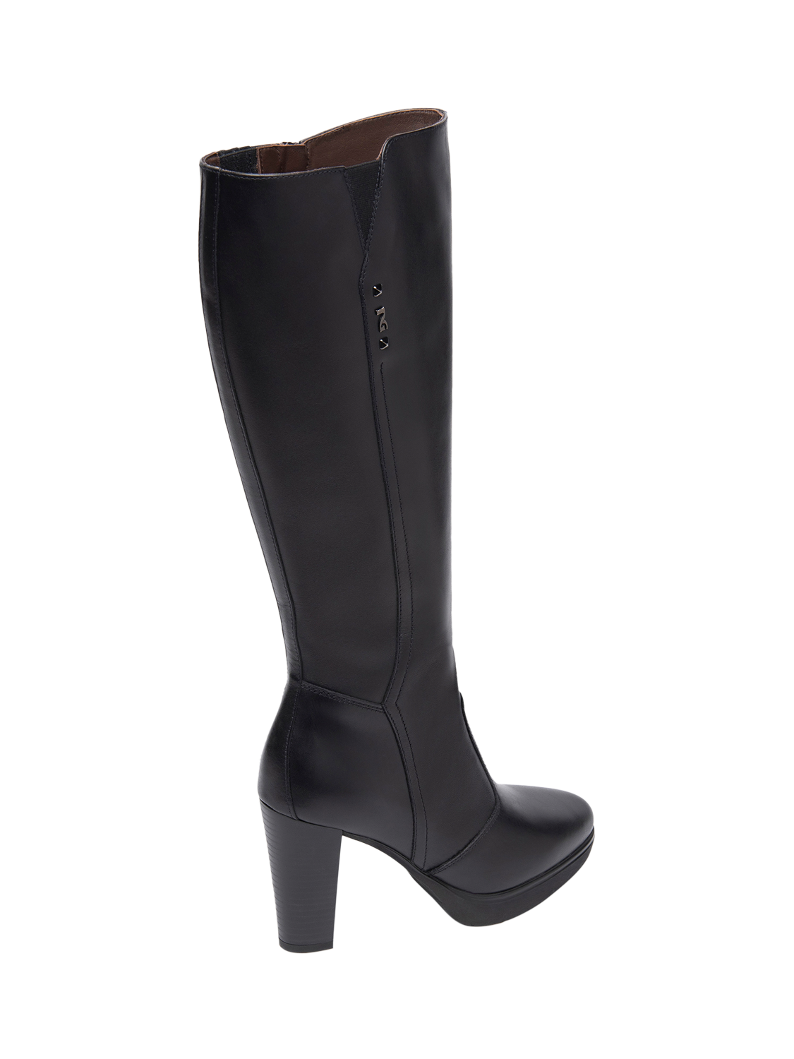Product image 3 of 4, which shows NeroGiardini Alassio Leather Knee High Heel Boots, Black, 2