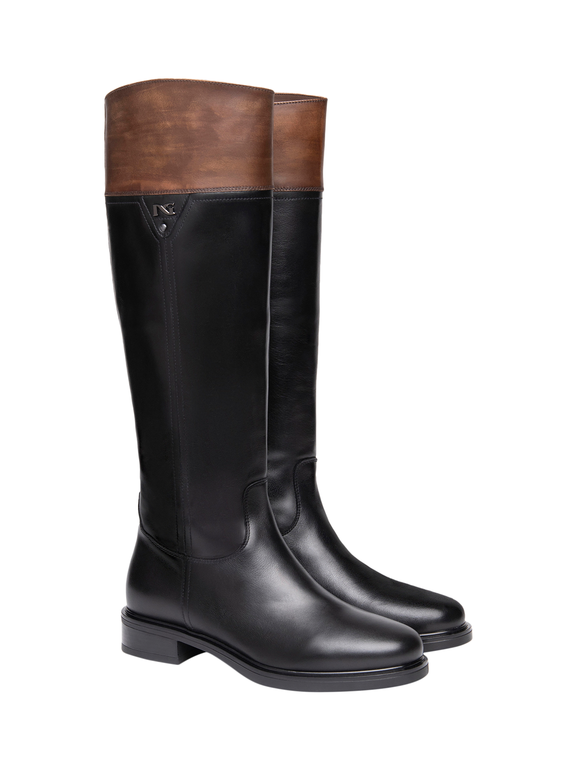 Product image 2 of 5, which shows NeroGiardini Aurano Leather Riding Knee High Boots, Black, 3