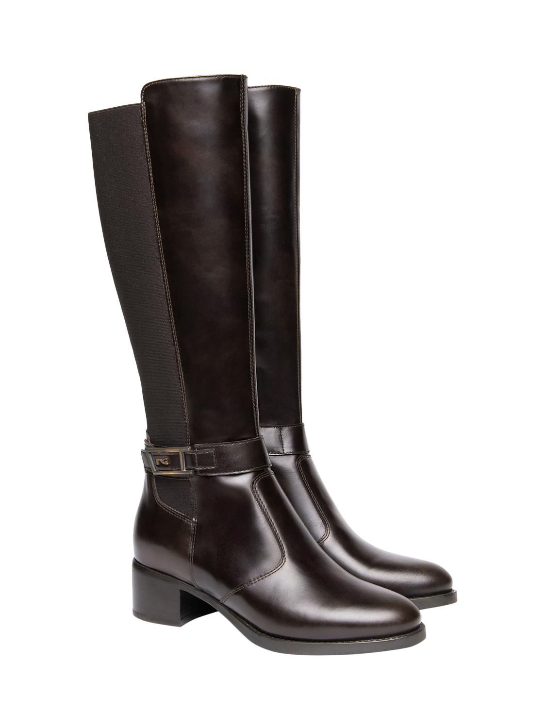 Product image 2 of 5, which shows NeroGiardini Benevento Leather Knee High Boots, Dark Brown, 2