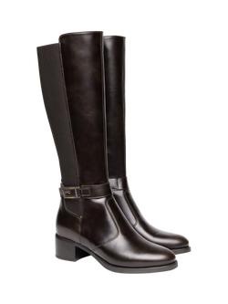 NeroGiardini Benevento Leather Knee High Boots - view 2, Dark Brown