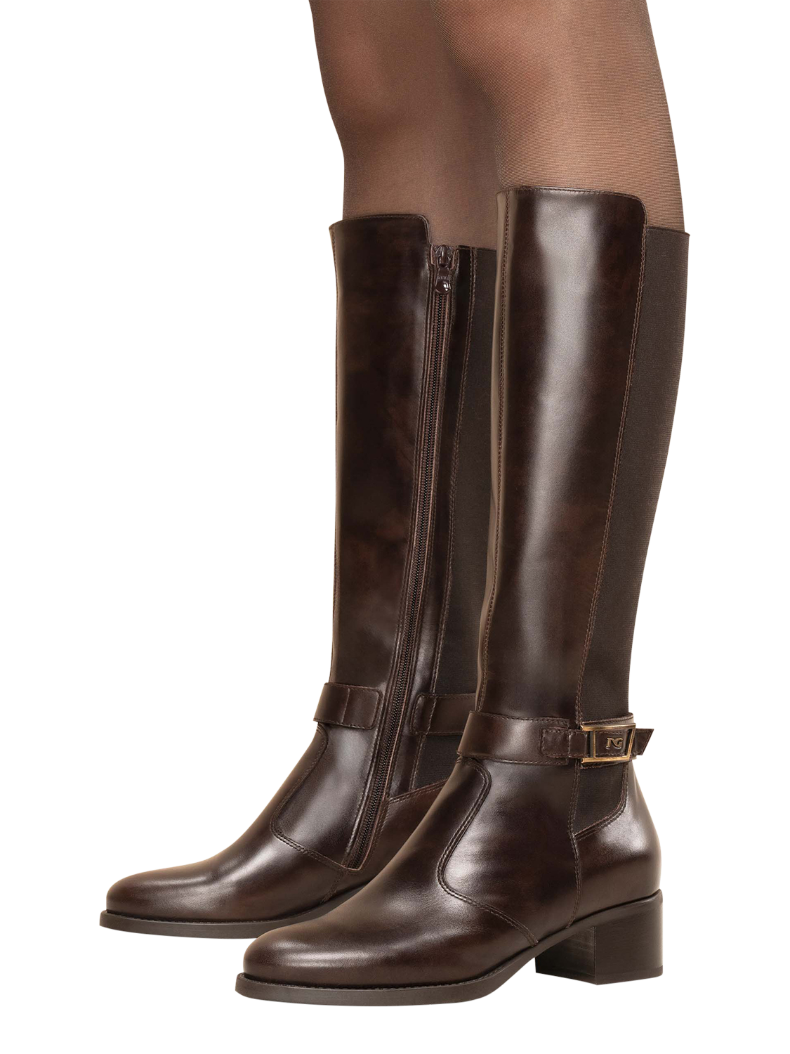 Product image 5 of 5, which shows NeroGiardini Benevento Leather Knee High Boots, Dark Brown, 2