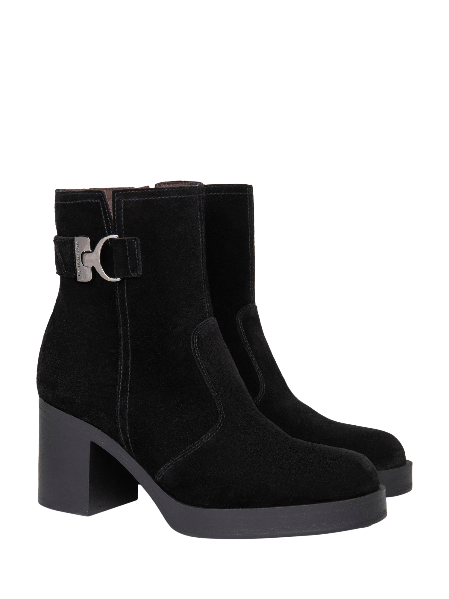 Product image 2 of 4, which shows NeroGiardini Cartagena Suede Poll-On Ankle Boots, Black, 3