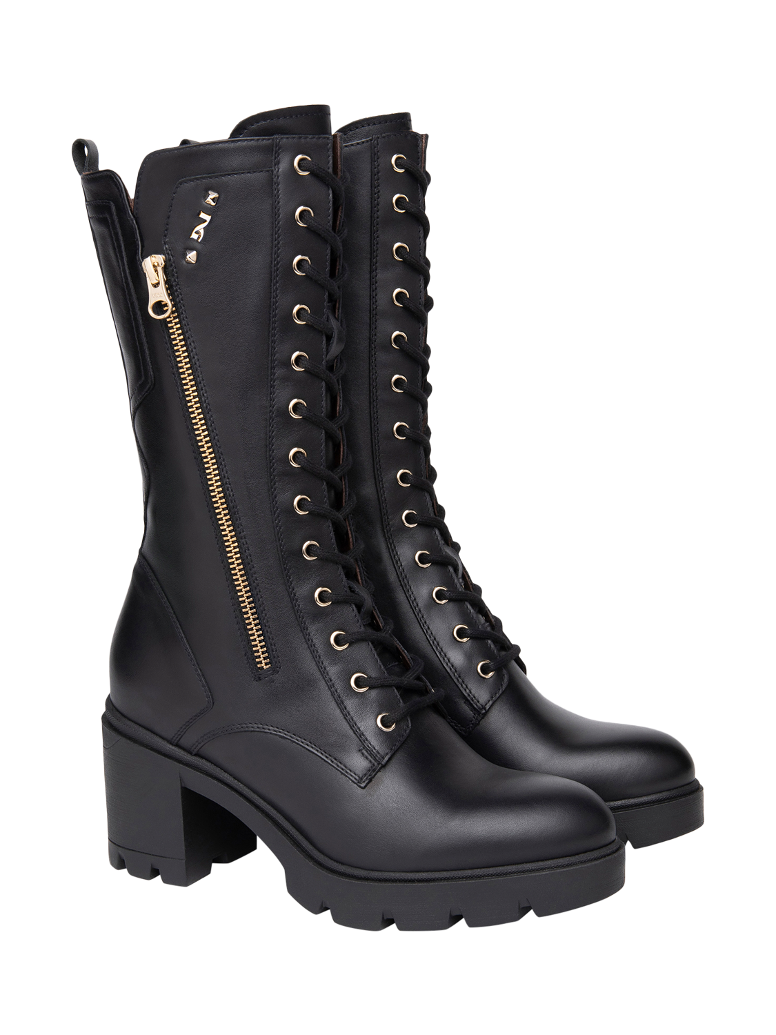 Product image 2 of 4, which shows NeroGiardini Carvigo Leather Biker Boots, Black, 2