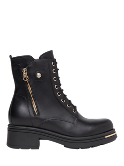 NeroGiardini Colonia Leather Biker Boots, Black