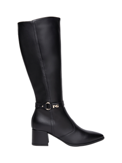 NeroGiardini Cosenza Antique Strap Leather Knee High Boots, Black