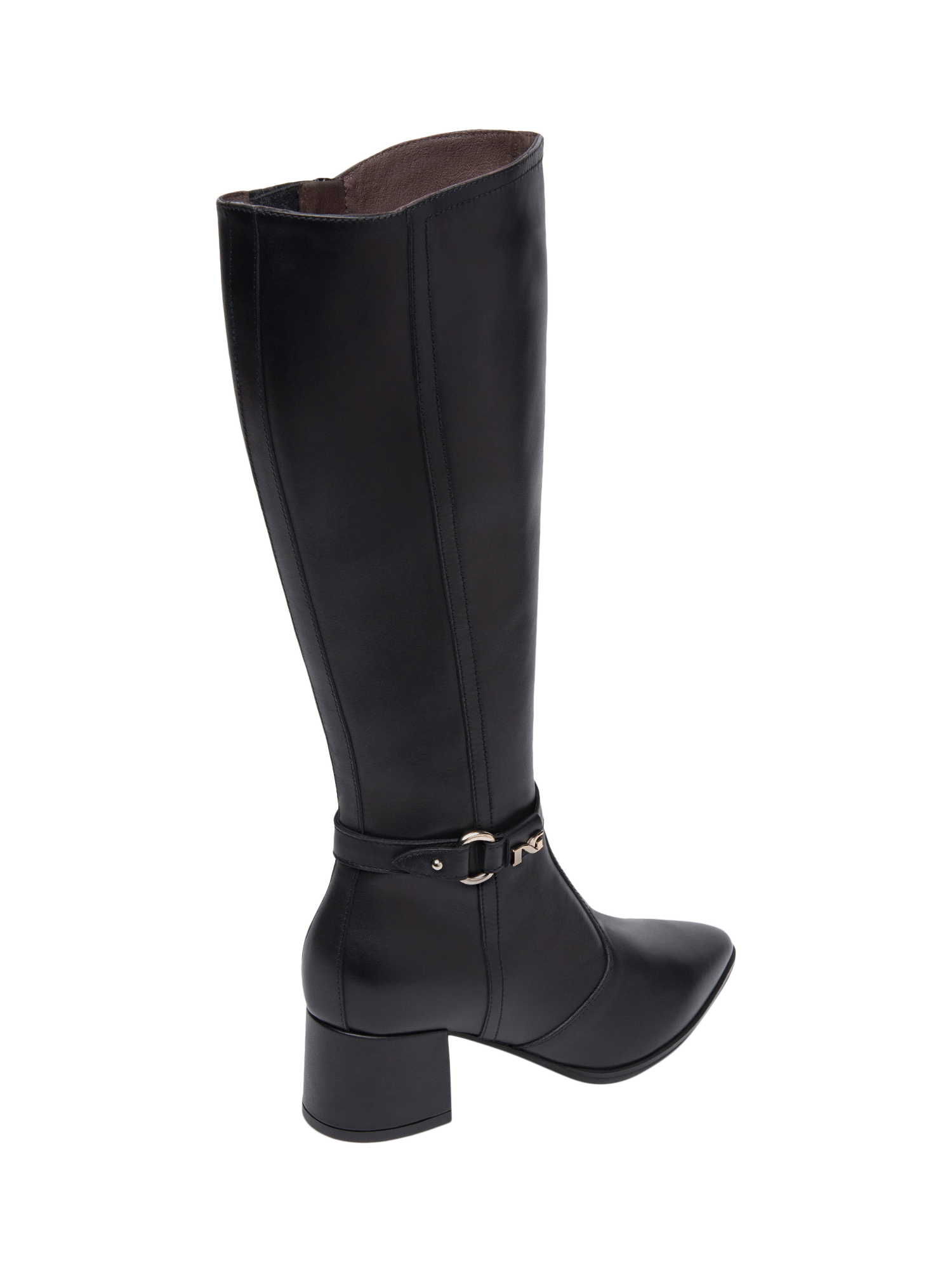 Product image 3 of 4, which shows NeroGiardini Cosenza Antique Strap Leather Knee High Boots, Black, 3