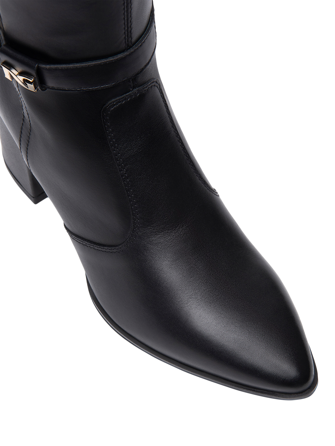 Product image 4 of 4, which shows NeroGiardini Cosenza Antique Strap Leather Knee High Boots, Black, 3