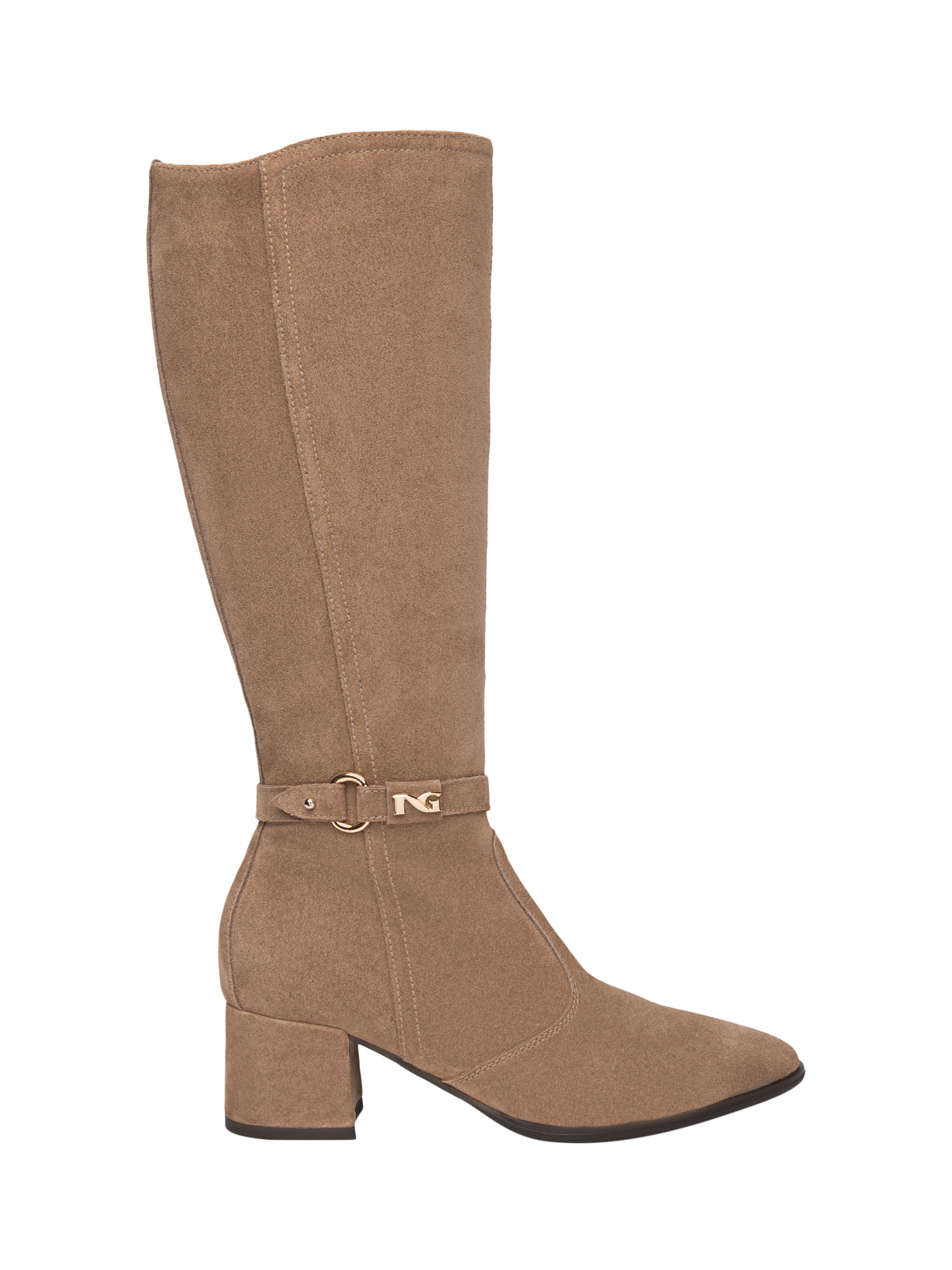 Product image 1 of 4, which shows NeroGiardini Cosenza Suede Knee High Boots, Brown, 3