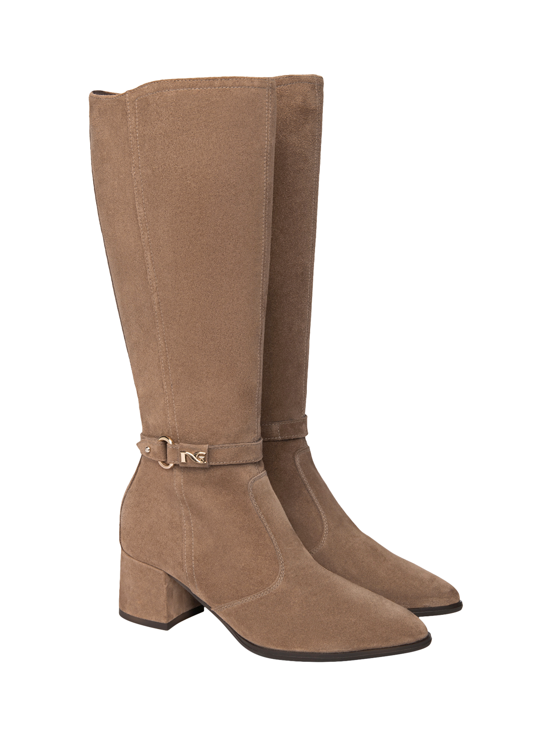 Product image 2 of 4, which shows NeroGiardini Cosenza Suede Knee High Boots, Brown, 3