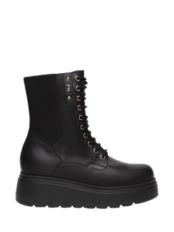 NeroGiardini Gorga Leather Combat Boots, Black