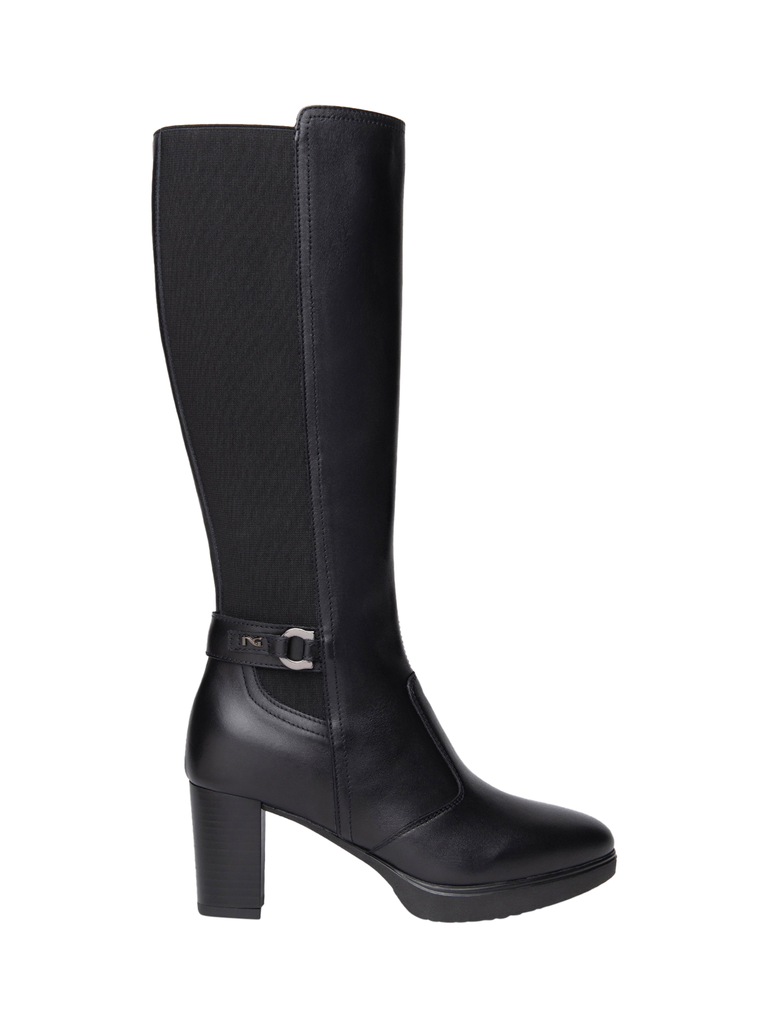 Product image 1 of 4, which shows NeroGiardini Lisbona Leather Knee High Boots, Black, 2