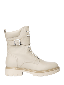 NeroGiardini Ofena Leather Biker Boots, Cream