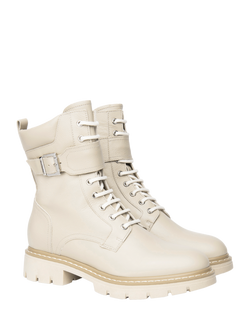 NeroGiardini Ofena Leather Biker Boots - view 2, Cream