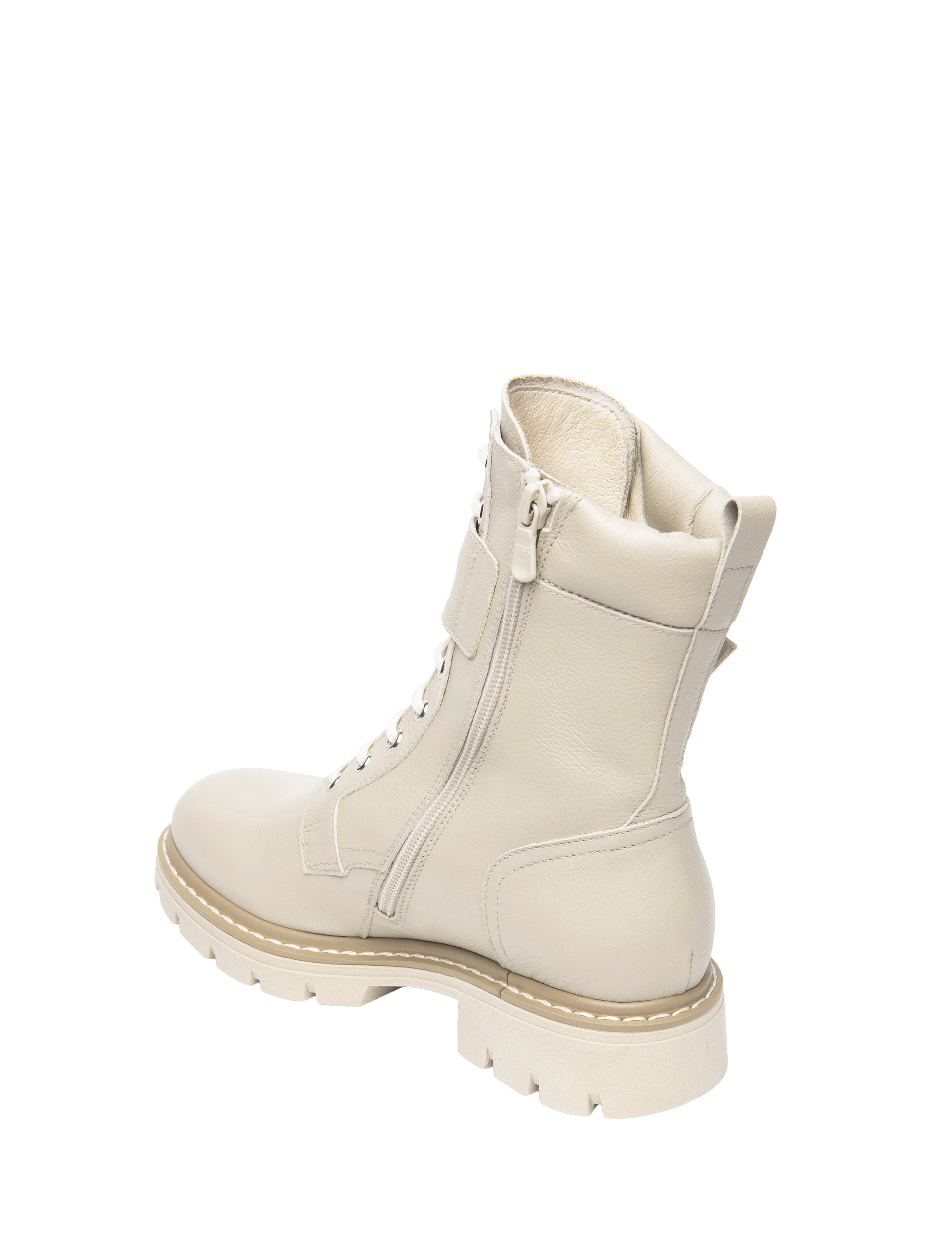 Product image 3 of 4, which shows NeroGiardini Ofena Leather Biker Boots, Cream, 5