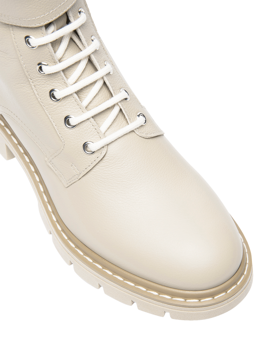 Product image 4 of 4, which shows NeroGiardini Ofena Leather Biker Boots, Cream, 5