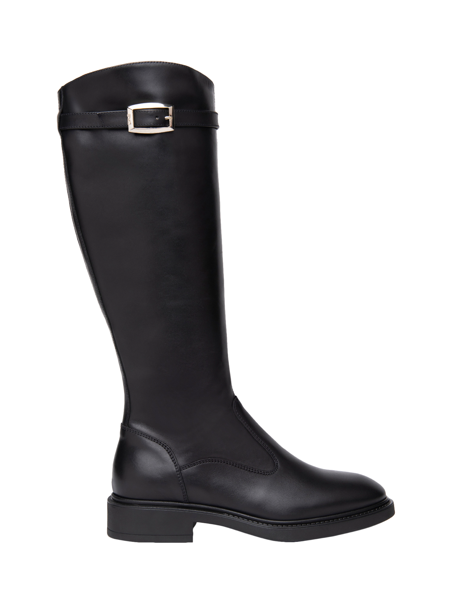 Product image 1 of 5, which shows NeroGiardini Pomezia Leather Knee High Boots, Black, 3