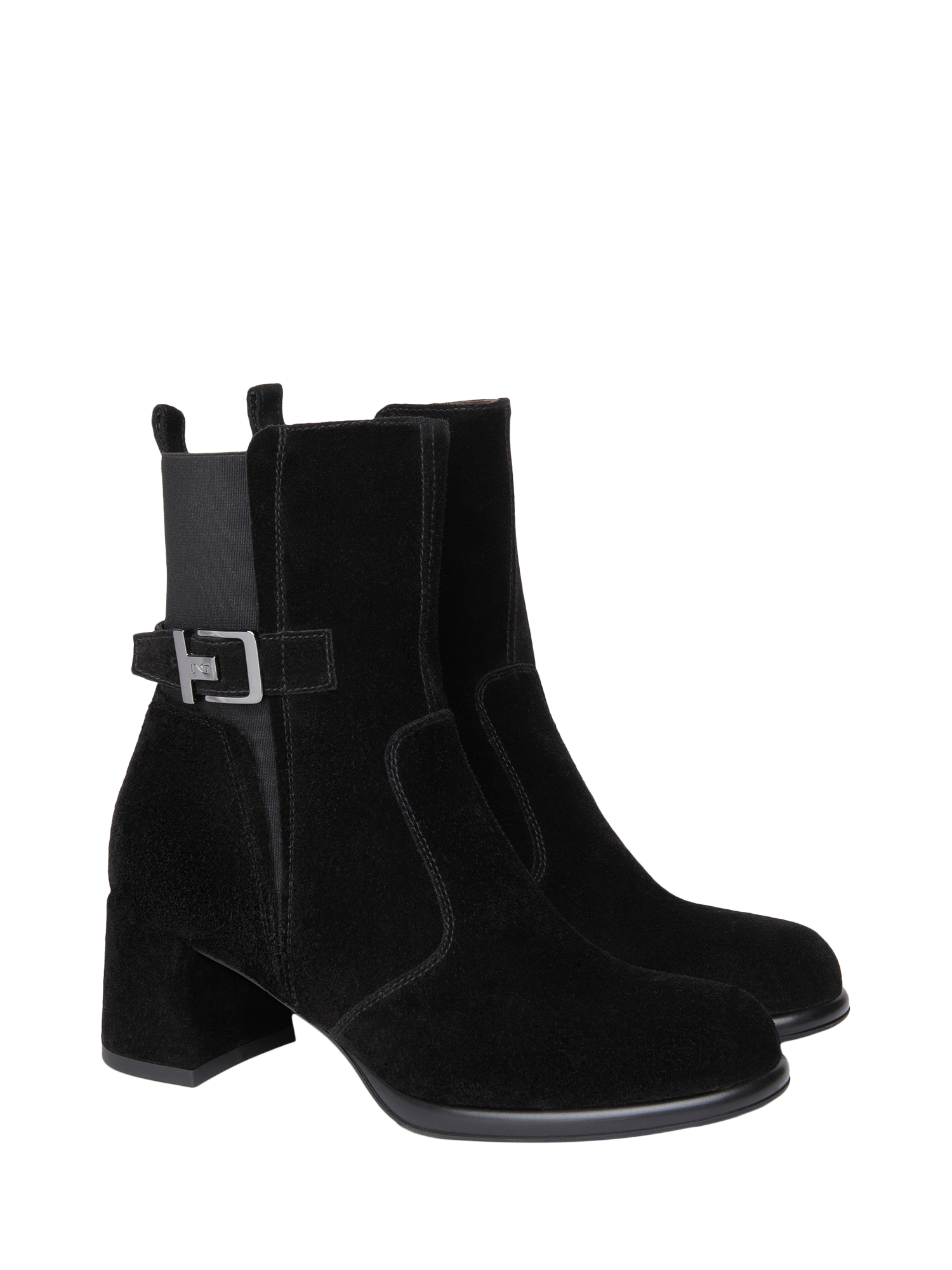 Product image 2 of 4, which shows NeroGiardini Romana Suede Ankle Boots, Black, 5