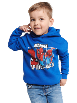 Brand Threads Kids Cotton Blend Spiderman Hoodie, Blue, Blue