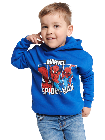 Brand Threads Kids Cotton Blend Spiderman Hoodie, Blue, Blue