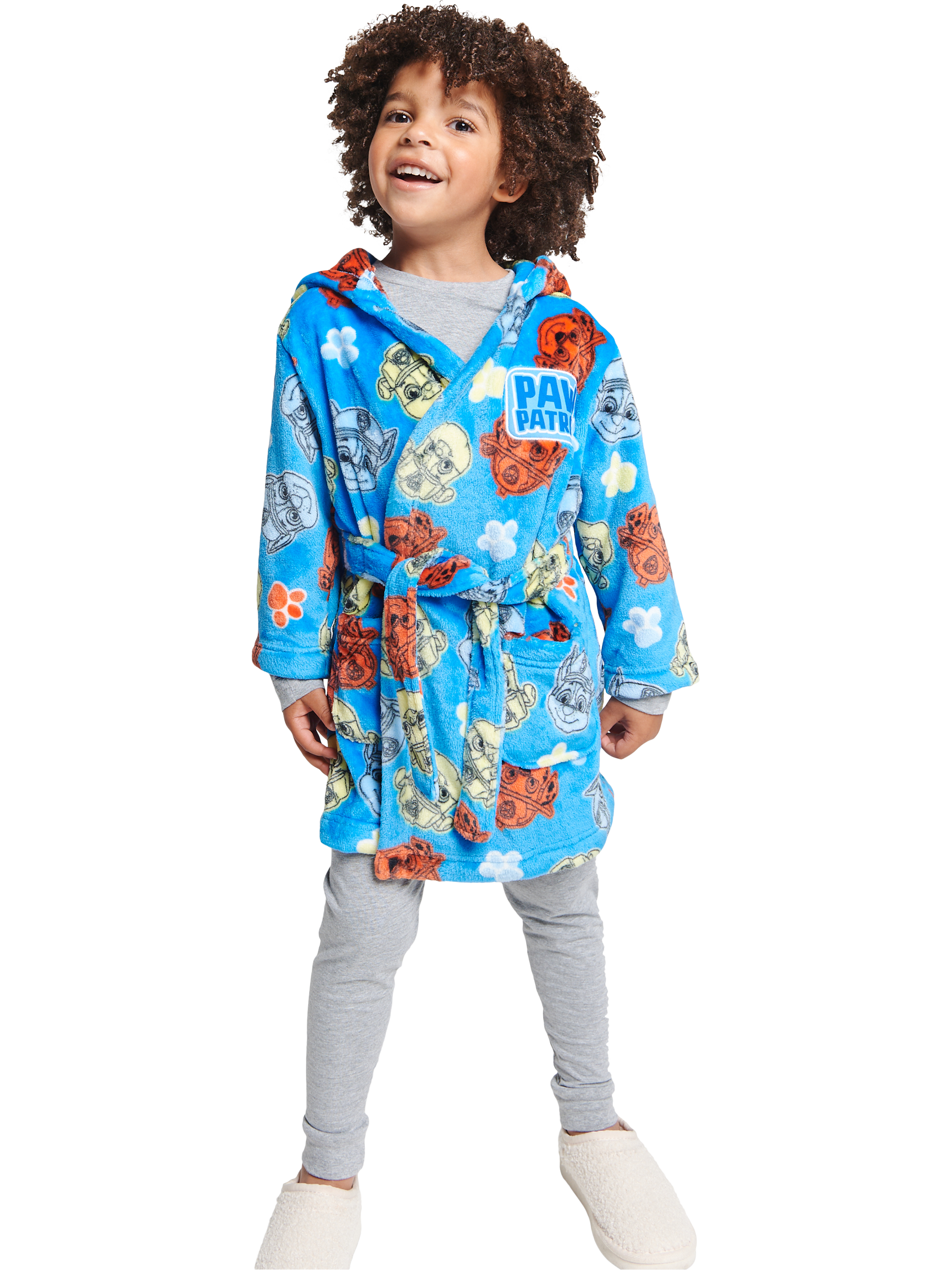 Product image 1 of 3, which shows Brand Threads Kids' Paw Patrol Hooded Robe, Blue/Multi, 2-3 years