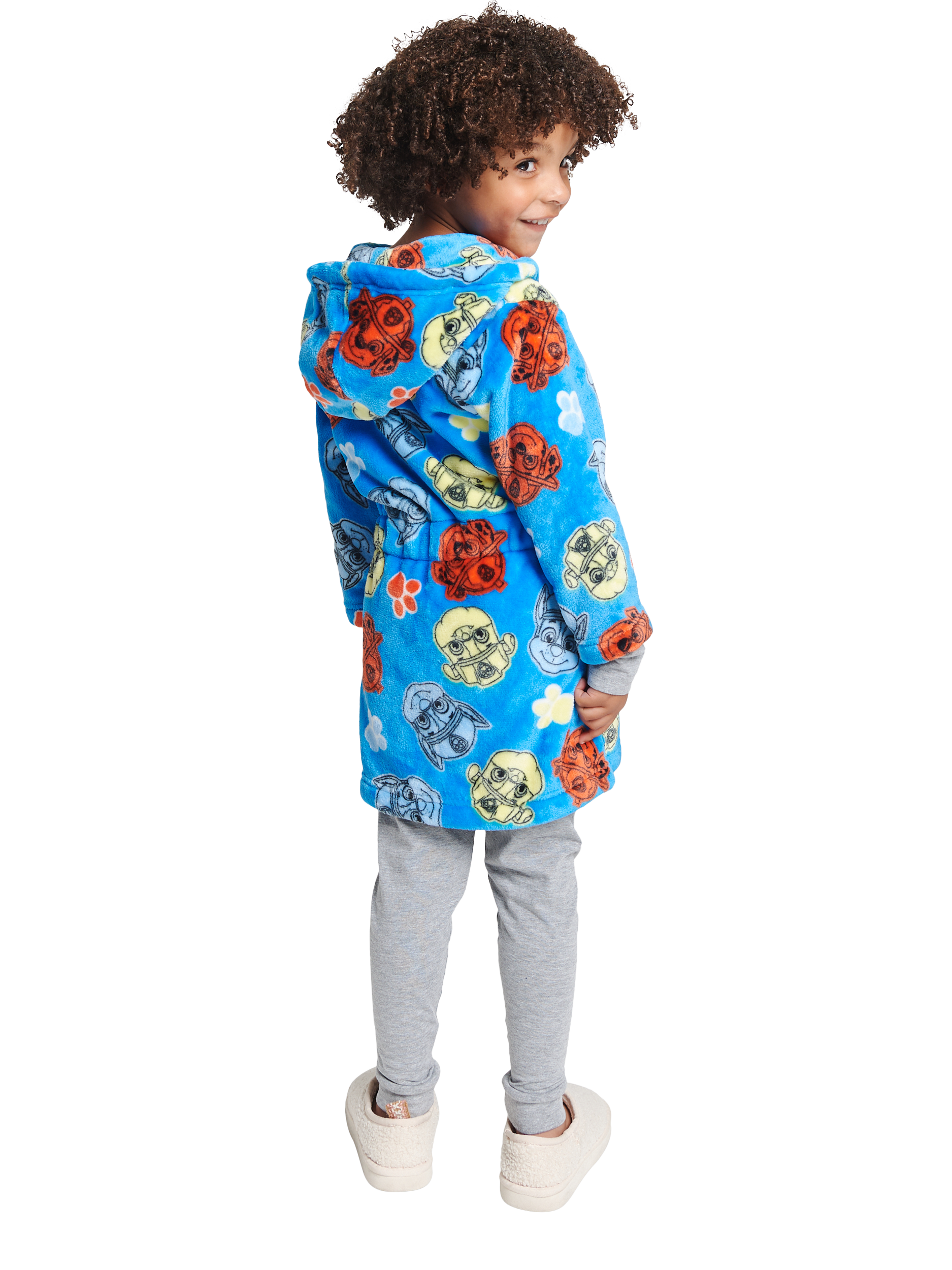 Product image 2 of 3, which shows Brand Threads Kids' Paw Patrol Hooded Robe, Blue/Multi, 2-3 years