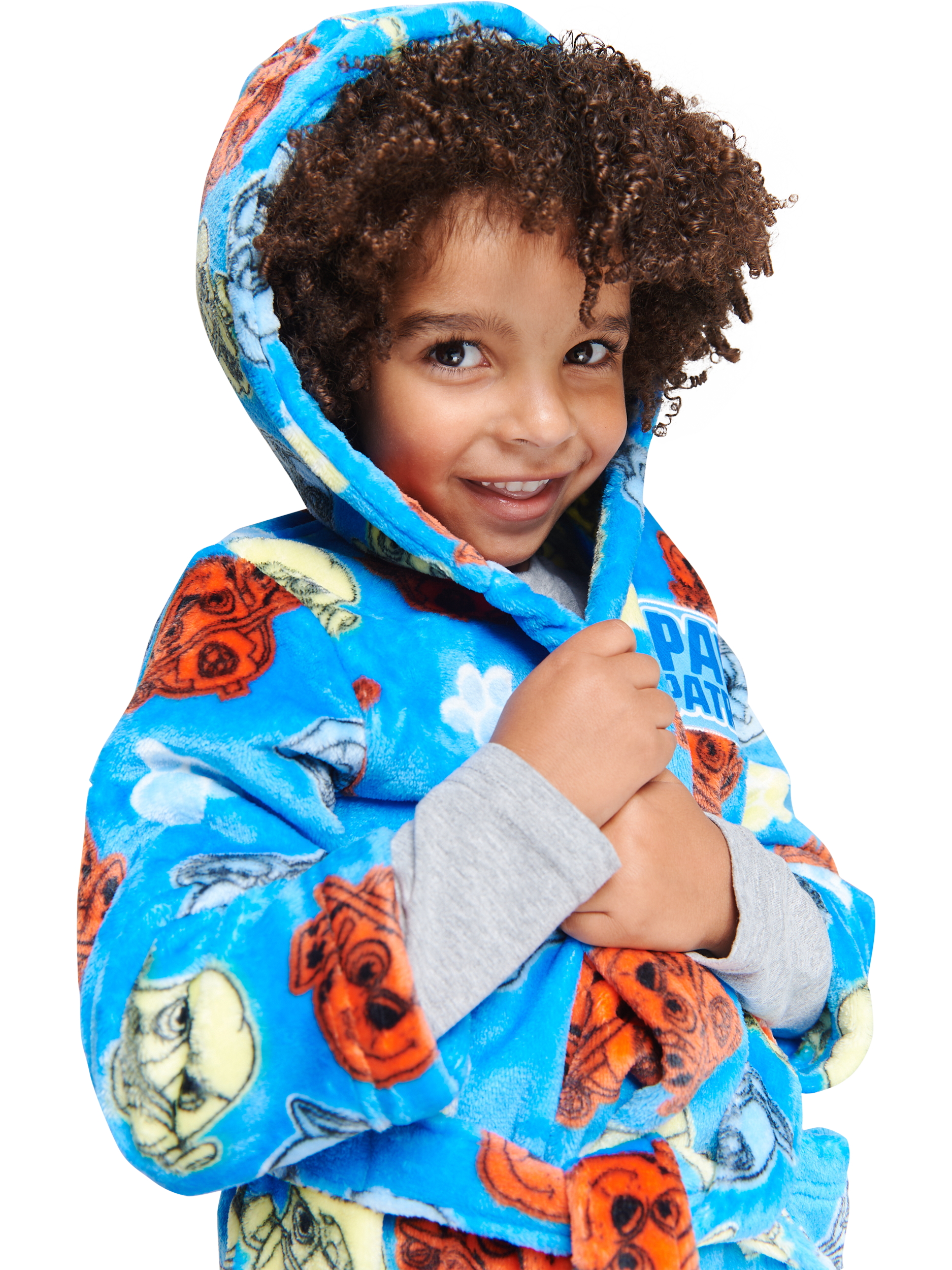 Product image 3 of 3, which shows Brand Threads Kids' Paw Patrol Hooded Robe, Blue/Multi, 2-3 years