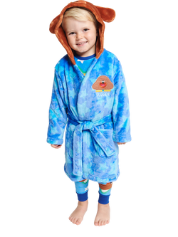 Brand Threads Kids' Hey Duggee Hooded Robe, Blue/Multi, Blue/Multi