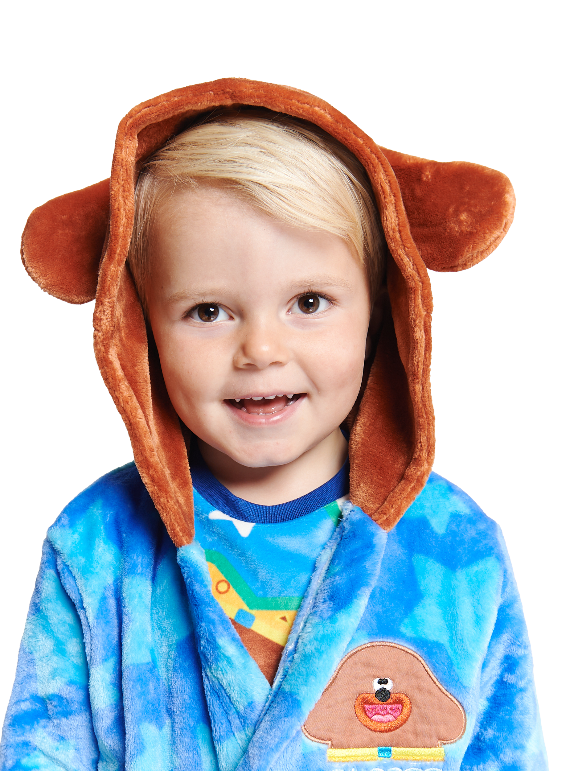 Product image 3 of 3, which shows Brand Threads Kids' Hey Duggee Hooded Robe, Blue/Multi, 1-2 years