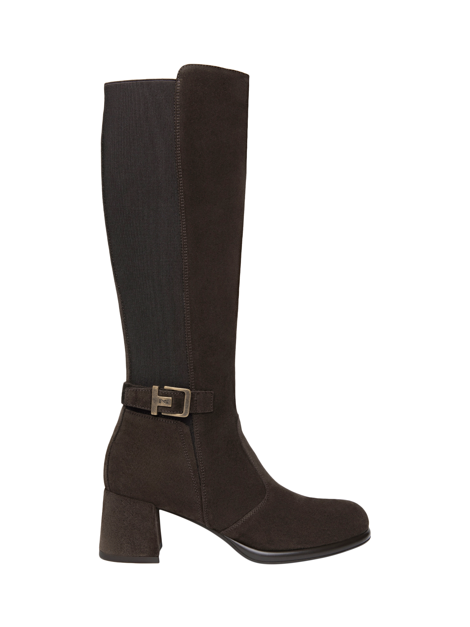 Product image 1 of 4, which shows NeroGiardini Rovereto Suede Knee High Boots, Brown, 5