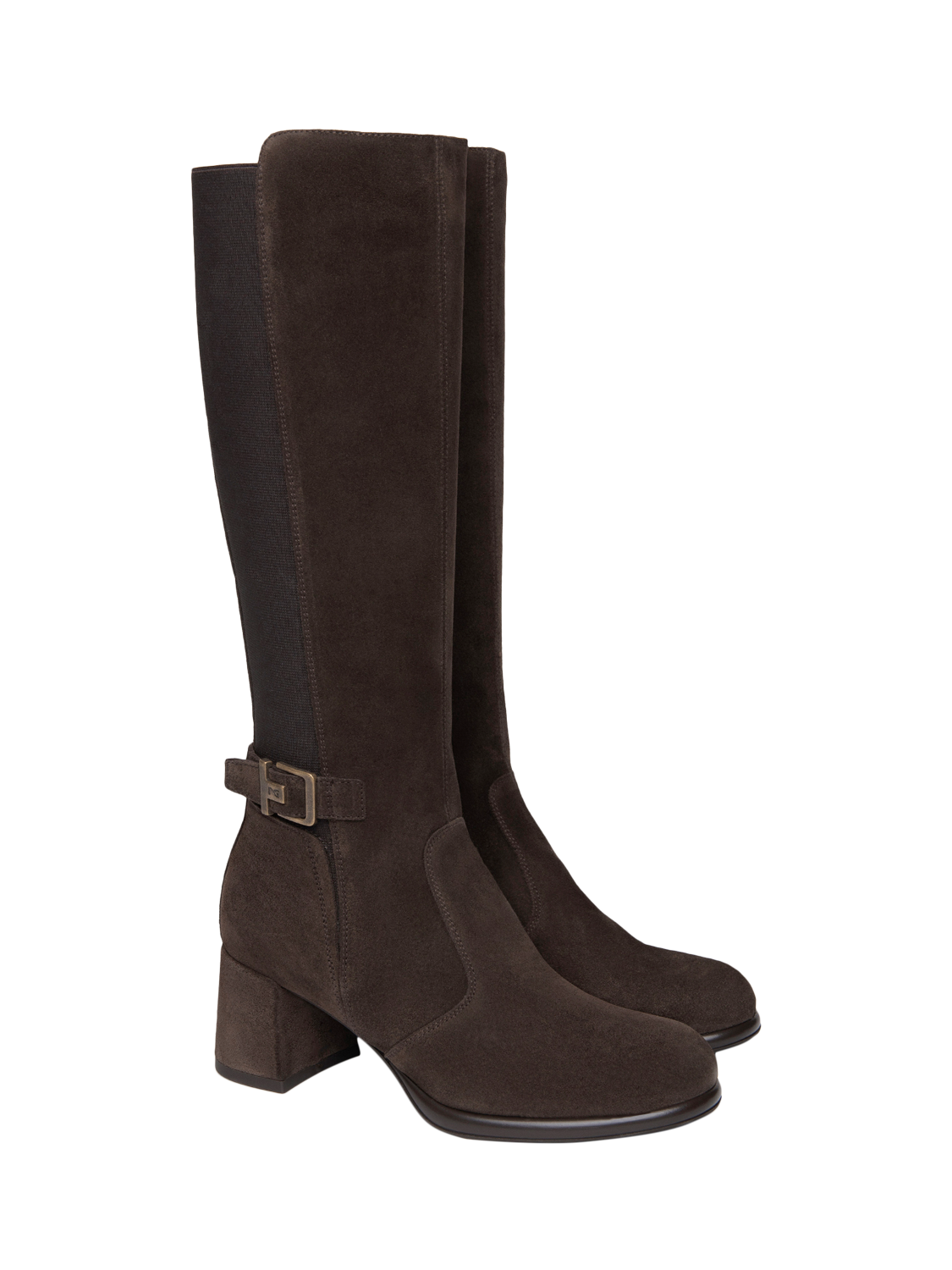 Product image 2 of 4, which shows NeroGiardini Rovereto Suede Knee High Boots, Brown, 5