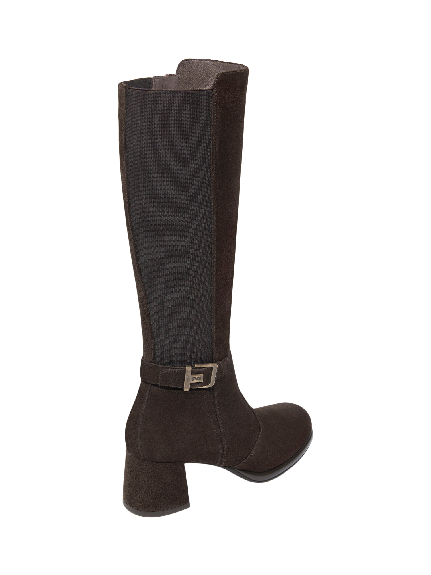 Product image 3 of 4, which shows NeroGiardini Rovereto Suede Knee High Boots, Brown, 5