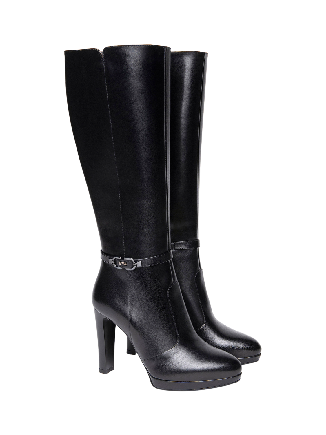 Product image 2 of 5, which shows NeroGiardini Salerno Leather Knee High Boots, Black, 2