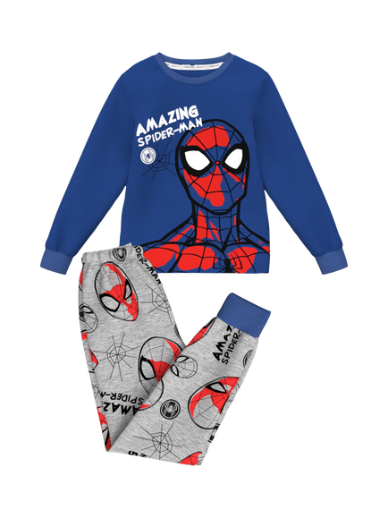 Brand Threads Kids' Cotton Blend Spiderman Pyjama Set, Red, Red