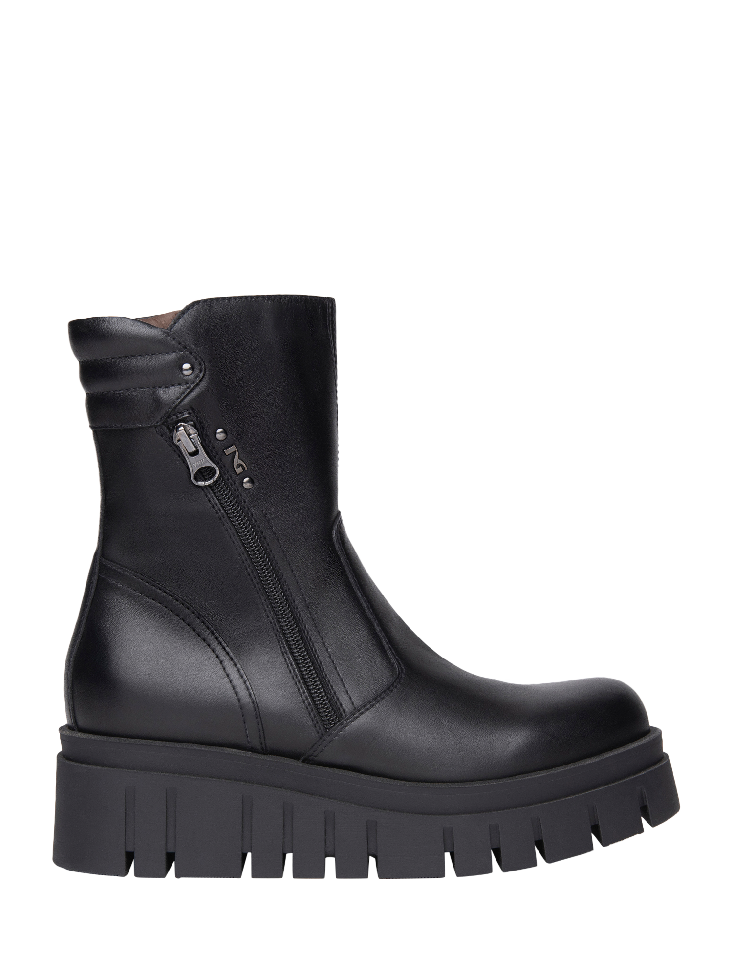 Product image 1 of 5, which shows NeroGiardini Suelli Leather Combat Boots, Black, 2