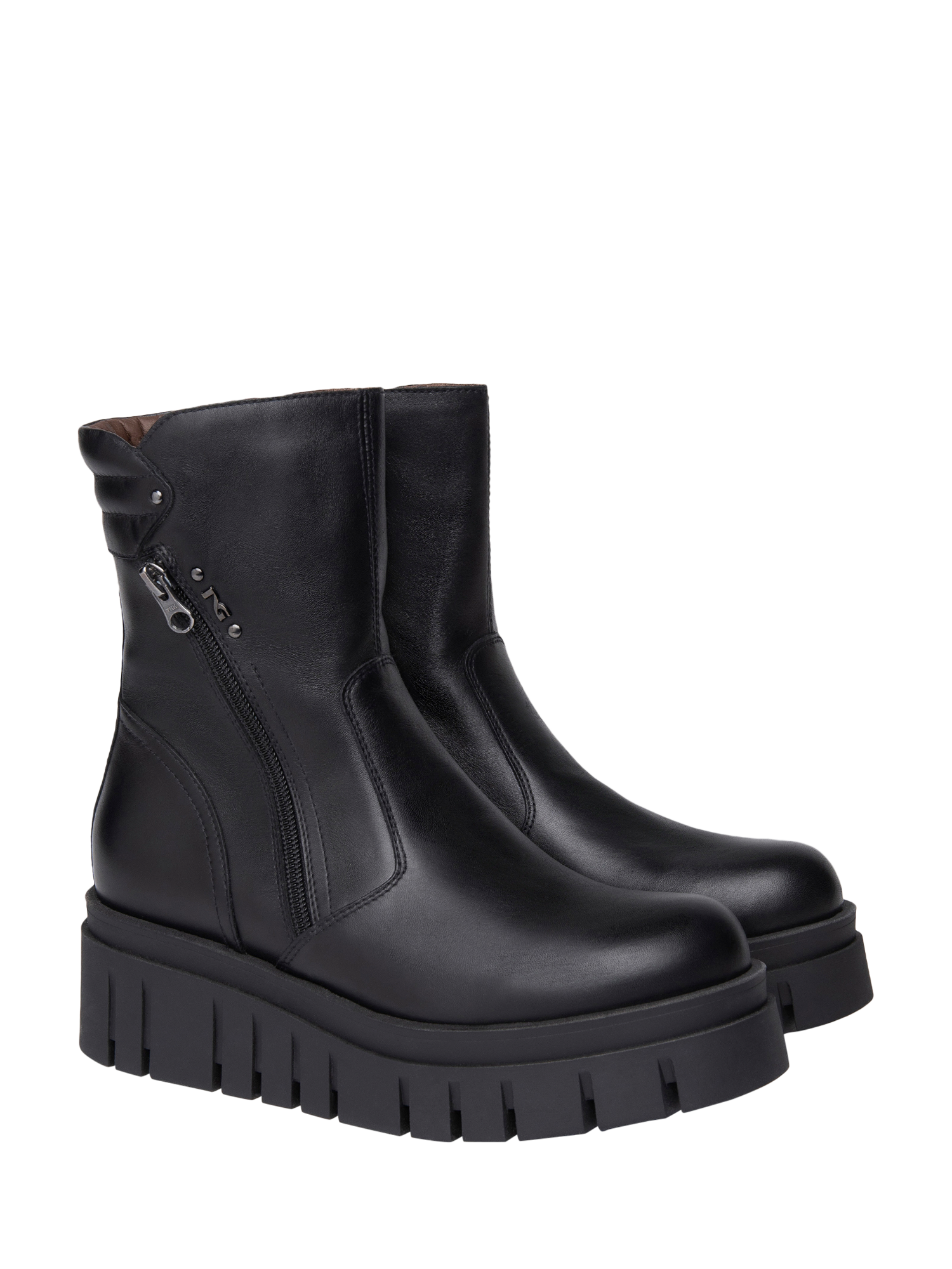 Product image 2 of 5, which shows NeroGiardini Suelli Leather Combat Boots, Black, 2