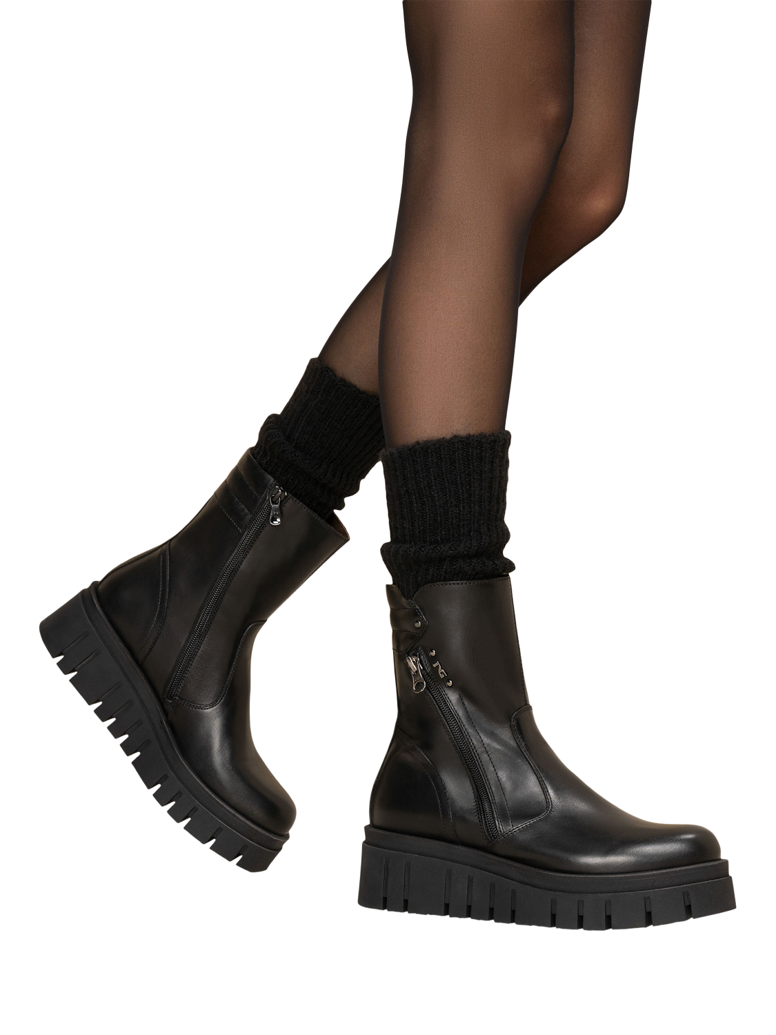 Product image 5 of 5, which shows NeroGiardini Suelli Leather Combat Boots, Black, 2