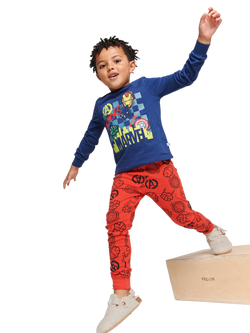 Brand Threads Kids' Cotton Marvel Pyjama Set, Multi, Multi