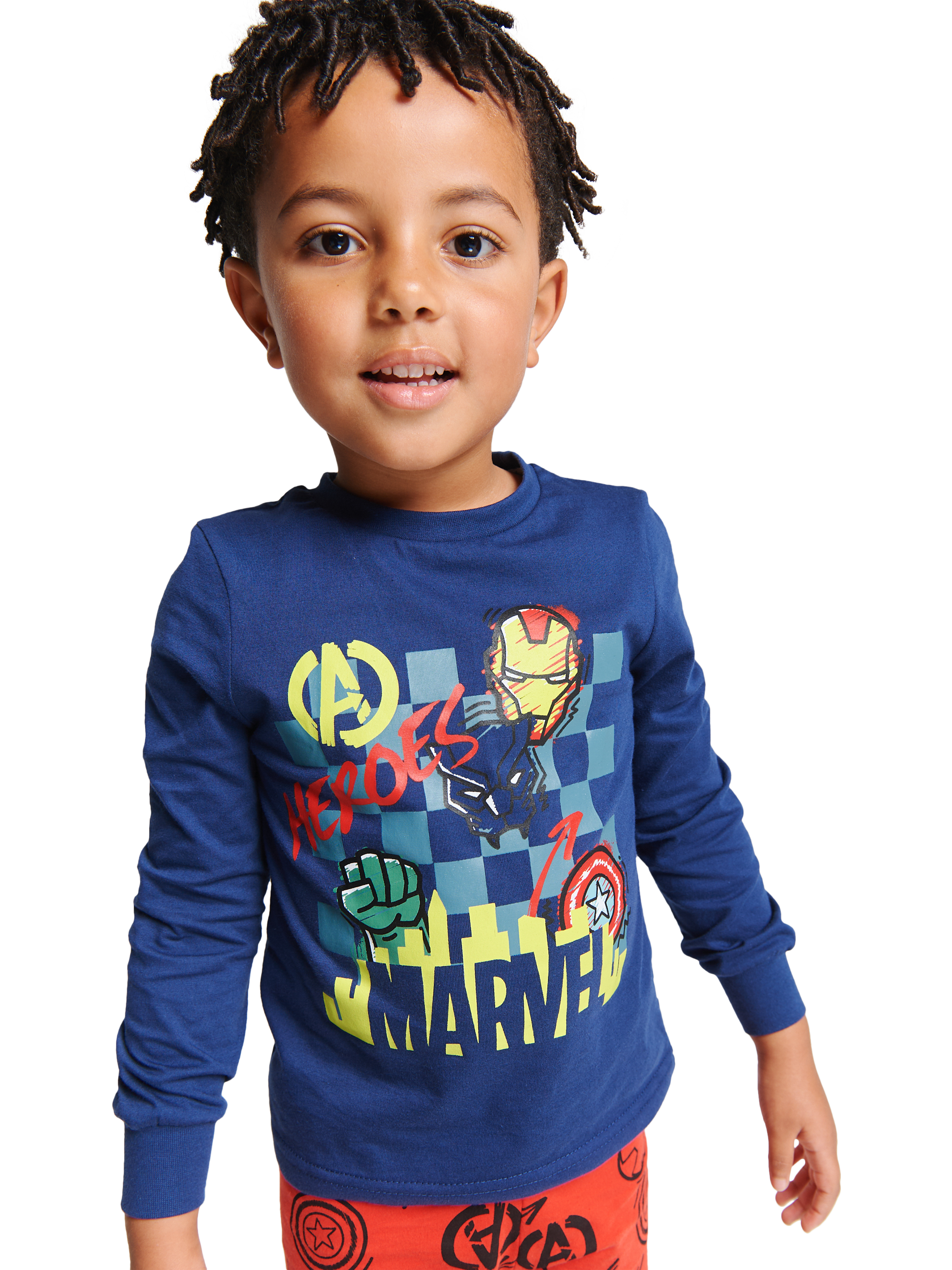 Product image 3 of 4, which shows Brand Threads Kids' Cotton Marvel Pyjama Set, Multi, 4-5 years