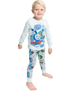 Brand Threads Kids' Thomas The Tank Engine Pyjama Set, Grey/Multi, Grey/Multi