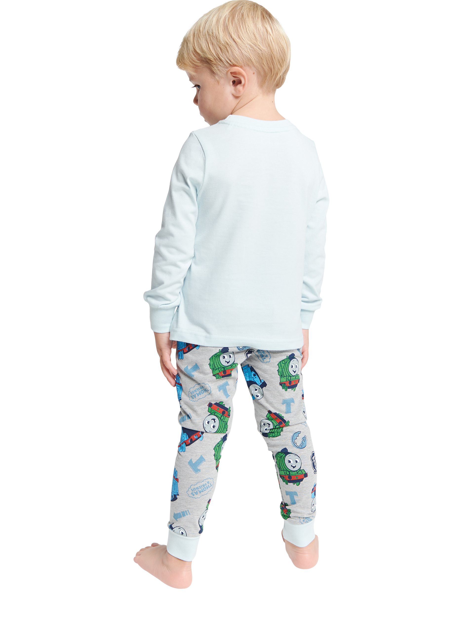 Product image 2 of 4, which shows Brand Threads Kids' Thomas The Tank Engine Pyjama Set, Grey/Multi, 1-2 years