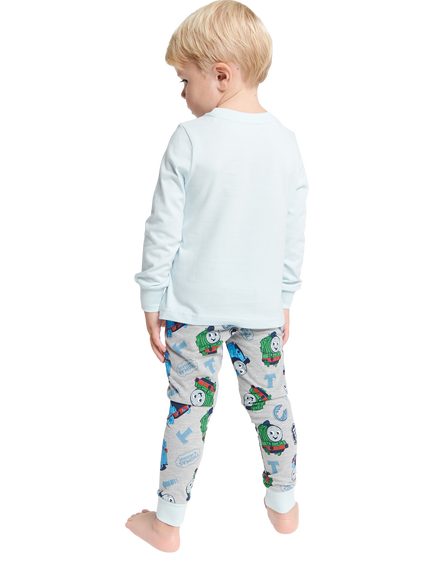 Brand Threads Kids' Thomas The Tank Engine Pyjama Set, Grey/Multi - view 2, Grey/Multi