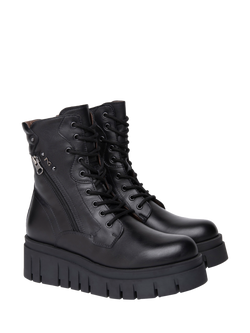 NeroGiardini Suni Leather Combat Boots, Black - view 2, Black