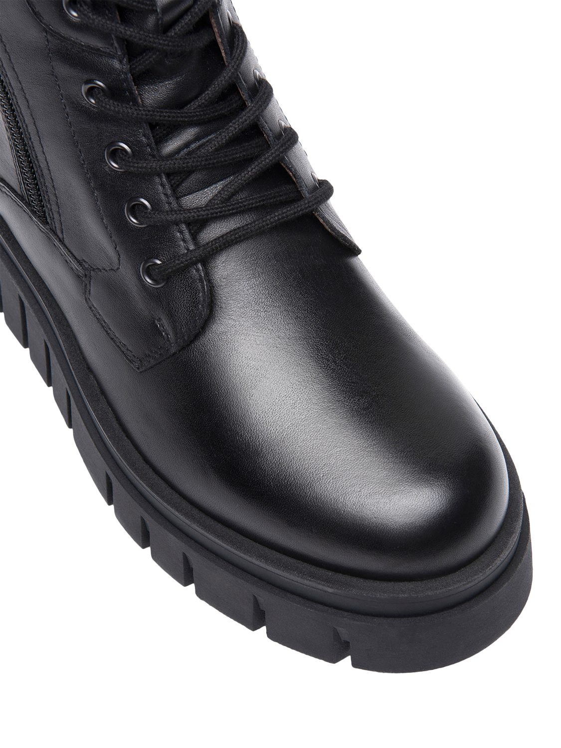 Product image 4 of 5, which shows NeroGiardini Suni Leather Combat Boots, Black, 2