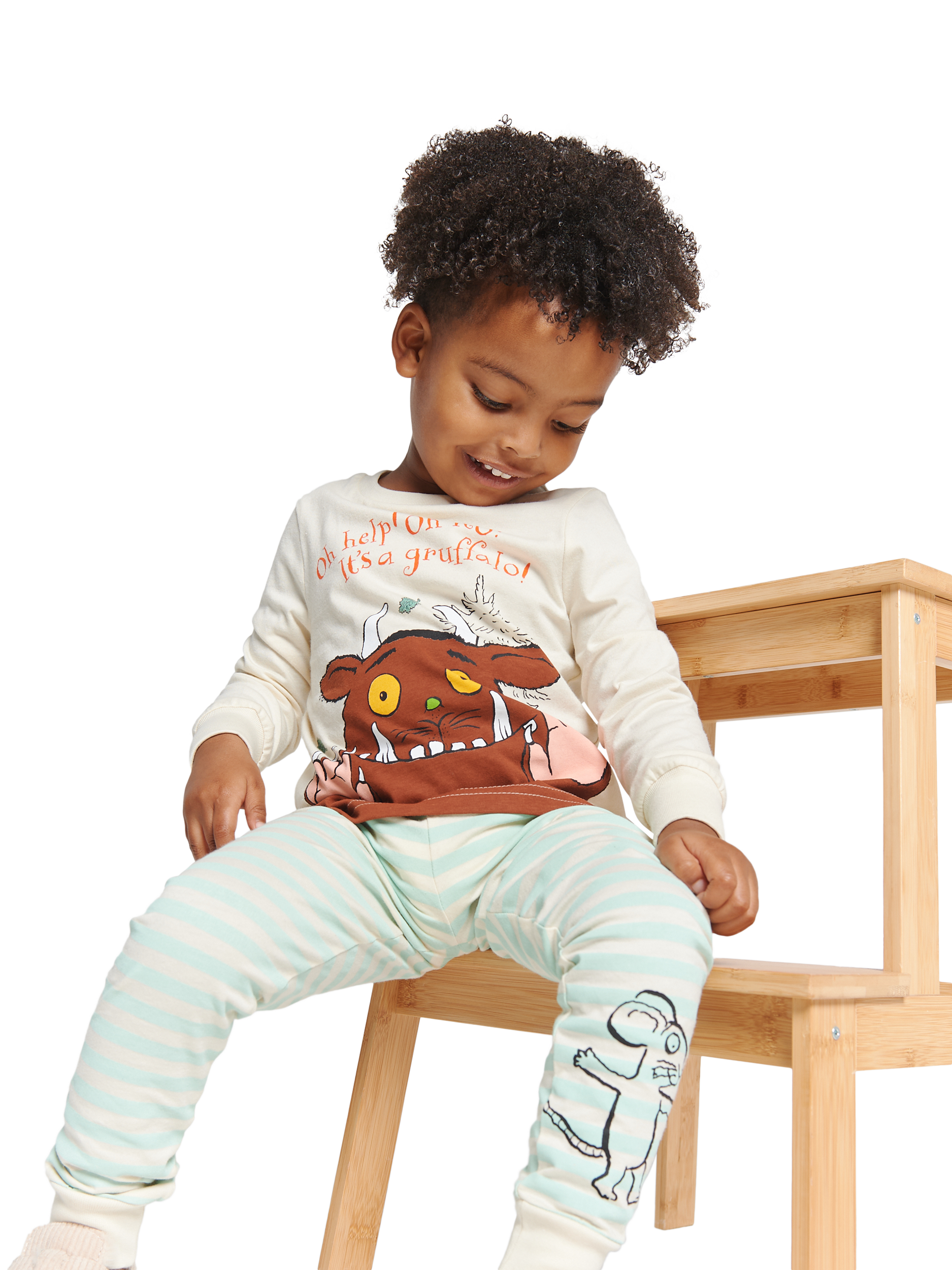Product image 4 of 4, which shows Brand Threads Kids' Cotton Gruffalo Pyjama Set, Multi, 1-2 years
