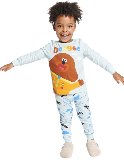 Brand Threads Kids' Cotton Hey Duggee Pyjama Set, Blue/Multi, Blue/Multi