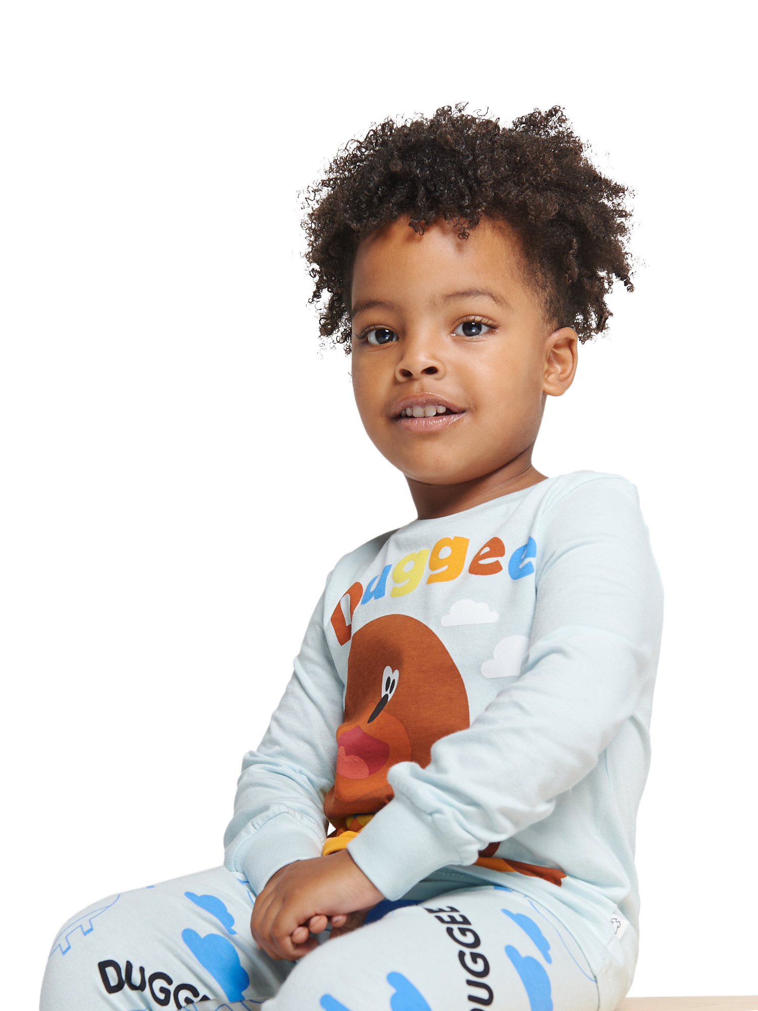 Product image 4 of 4, which shows Brand Threads Kids' Cotton Hey Duggee Pyjama Set, Blue/Multi, 1-2 years
