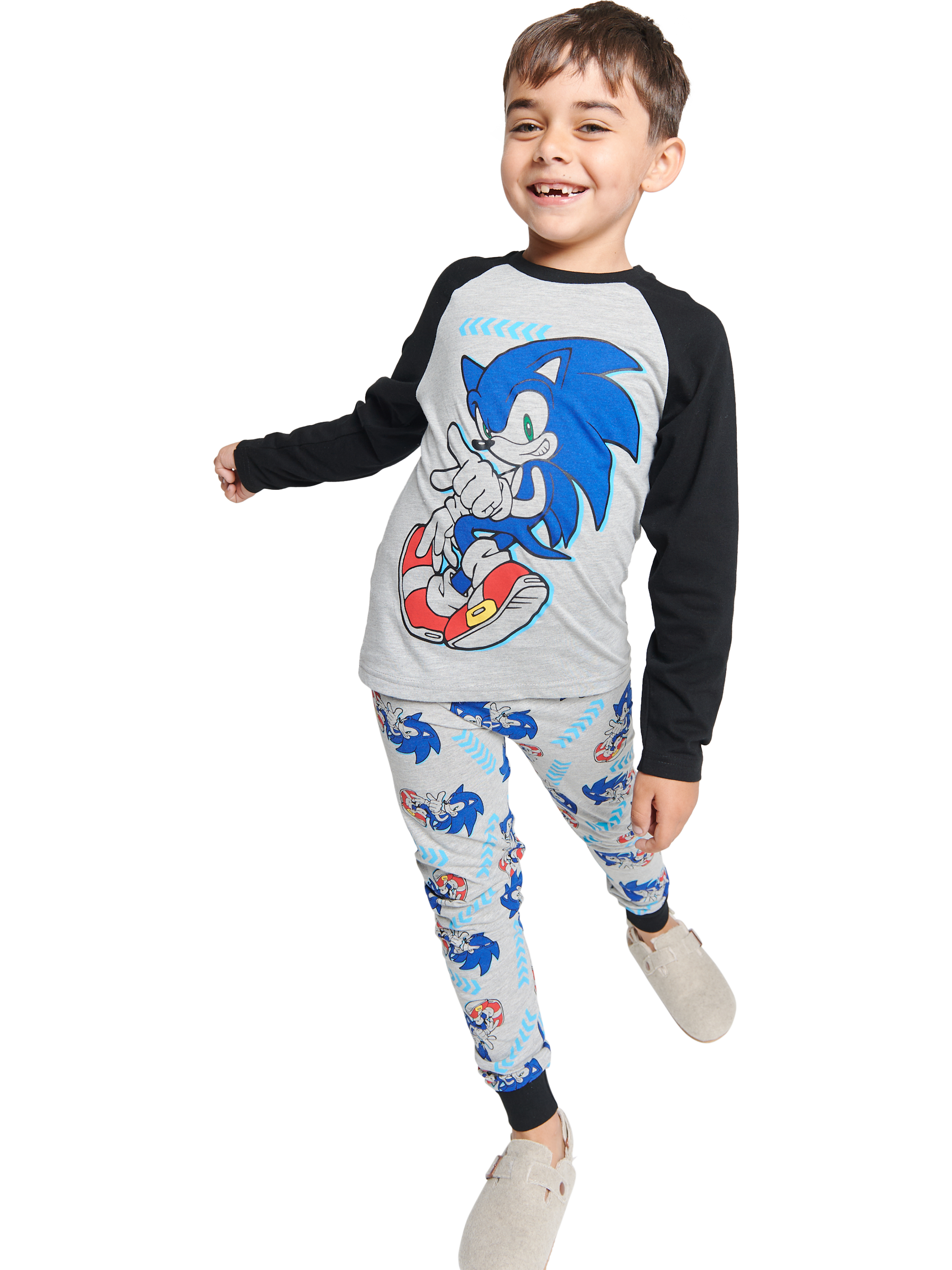 Product image 1 of 2, which shows Brand Threads Kids' Sonic The Hedgehog Pyjamas, Multi, 4-5 years