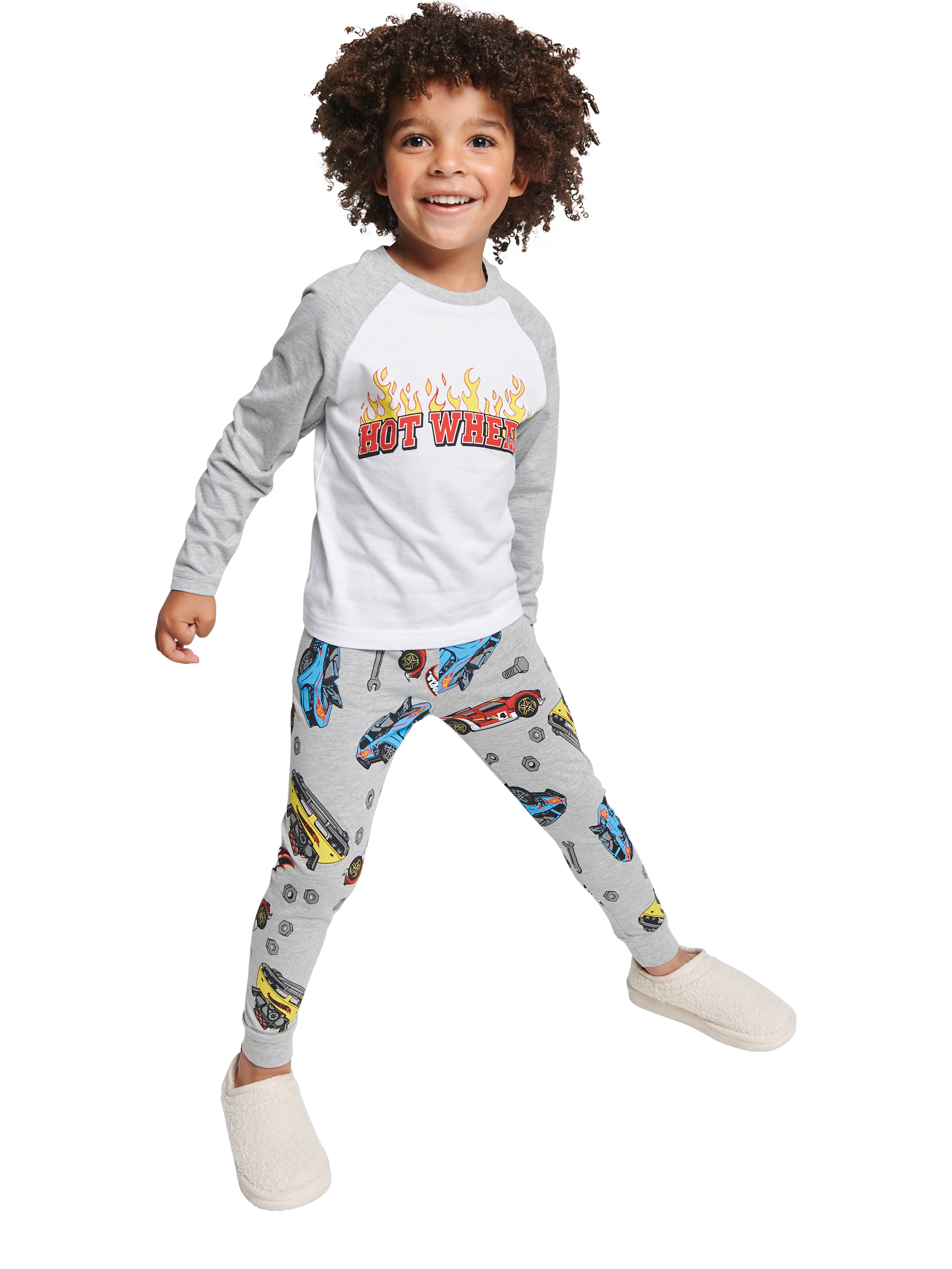Product image 1 of 2, which shows Brand Threads Kids' Hot Wheels Pyjamas, Multi, 3-4 years